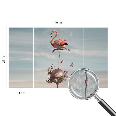 Peel and stick wall mural with an elegant flamingo design