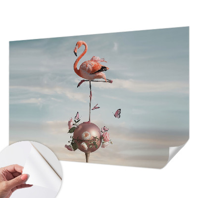 Peel and stick wall mural with an elegant flamingo design