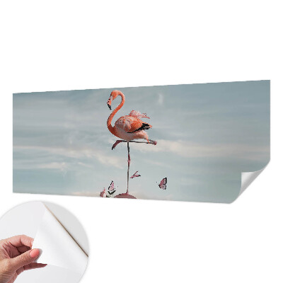 Peel and stick wall mural with an elegant flamingo design