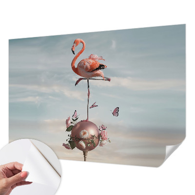 Peel and stick wall mural with an elegant flamingo design