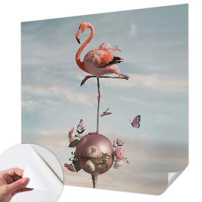 Peel and stick wall mural with an elegant flamingo design