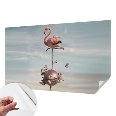 Peel and stick wall mural with an elegant flamingo design
