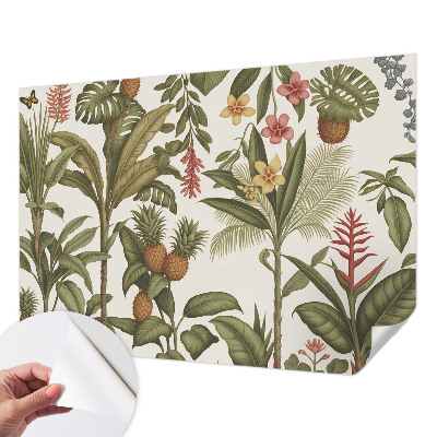 Self-adhesive wall mural with an exotic nature motif
