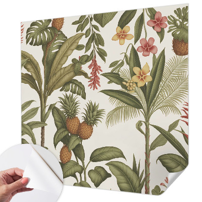 Self-adhesive wall mural with an exotic nature motif