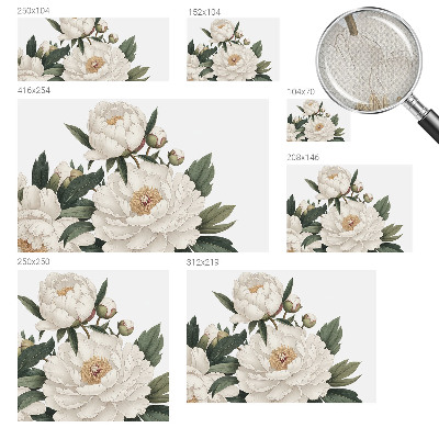 Stick-on wall mural with white peonies