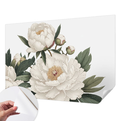 Stick-on wall mural White peonies