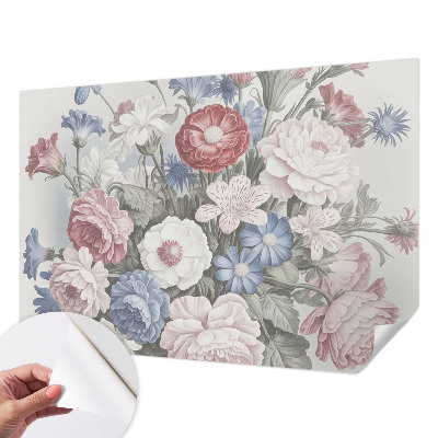 Removable wall mural with a colorful bouquet design