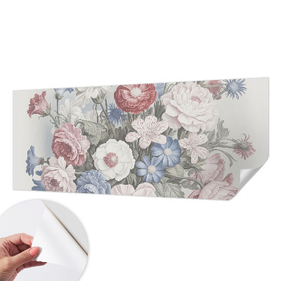 Removable wall mural with a colorful bouquet design