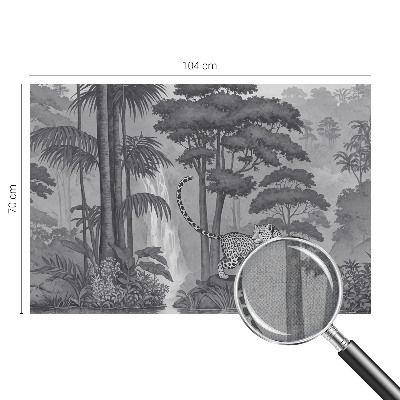 Removable wall mural wallpaper with a tropical jungle design
