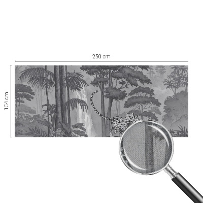 Removable wall mural wallpaper with a tropical jungle design