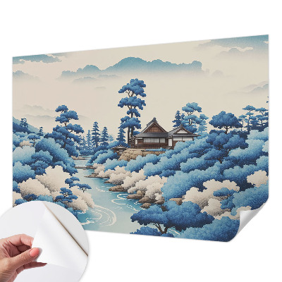 Peel and stick wall mural for bedroom featuring a peaceful nature scene
