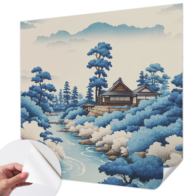 Peel and stick wall mural for bedroom featuring a peaceful nature scene