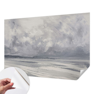 Peel and stick wall mural for living room featuring a storm on the horizon