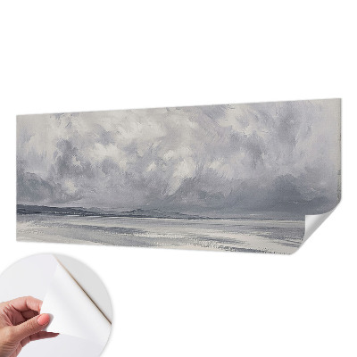 Peel and stick wall mural for living room featuring a storm on the horizon