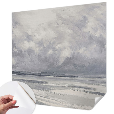 Peel and stick wall mural for living room featuring a storm on the horizon