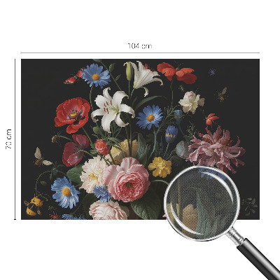 Nursery wall mural with a floral and insect design