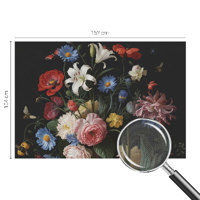 Nursery wall mural with a floral and insect design