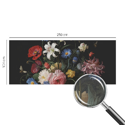 Nursery wall mural with a floral and insect design