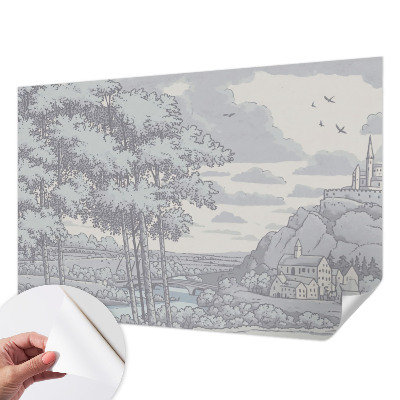 3D photo wallpaper mural with a fairytale landscape design
