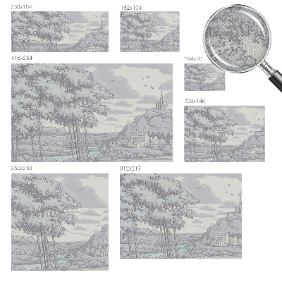 3D photo wallpaper mural with a fairytale landscape design
