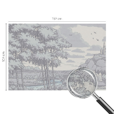 3D photo wallpaper mural with a fairytale landscape design