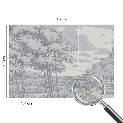 3D photo wallpaper mural with a fairytale landscape design