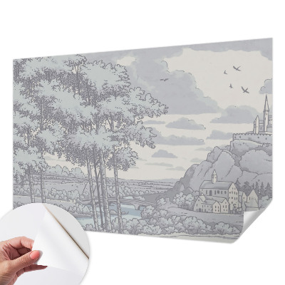 3D photo wallpaper mural with a fairytale landscape design