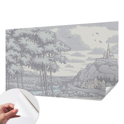 3D photo wallpaper mural with a fairytale landscape design