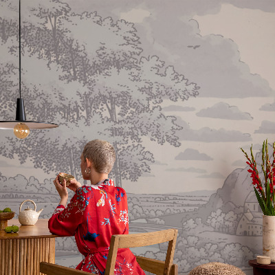 3D photo wallpaper mural with a fairytale landscape design