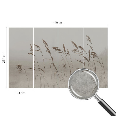 3D wall mural with a grassy fog landscape