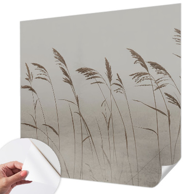3D wall mural with a grassy fog landscape