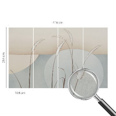 Baby room wall mural with a gentle grasses motif