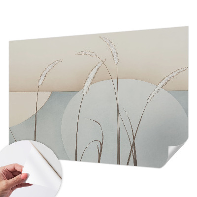 Baby room wall mural with a gentle grasses motif