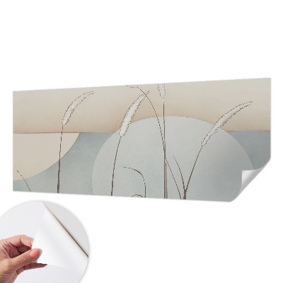 Baby room wall mural with a gentle grasses motif