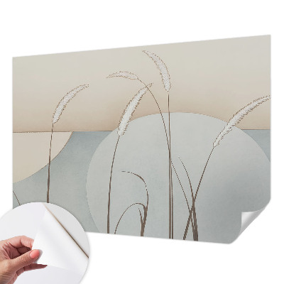 Baby room wall mural with a gentle grasses motif