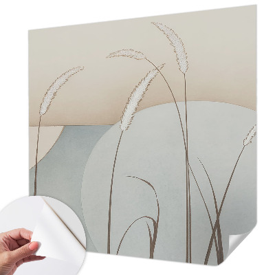 Baby room wall mural with a gentle grasses motif