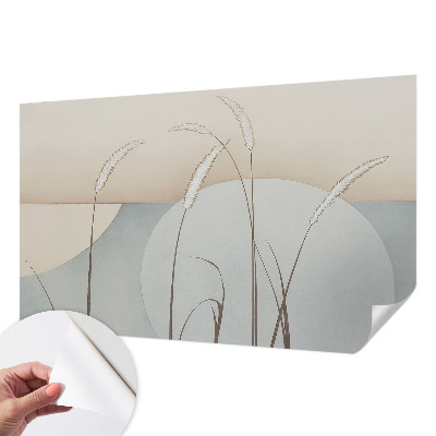Baby room wall mural with a gentle grasses motif