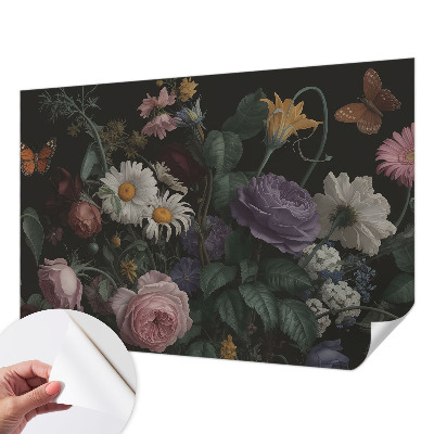 Peel and stick wallpaper mural with a floral design