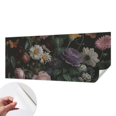 Peel and stick wallpaper mural with a floral design