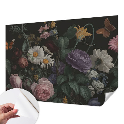 Peel and stick wallpaper mural with a floral design