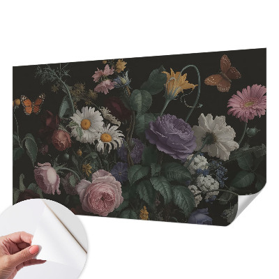Peel and stick wallpaper mural with a floral design