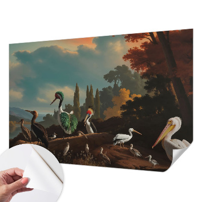 Peel and stick wall mural Picturesque birds