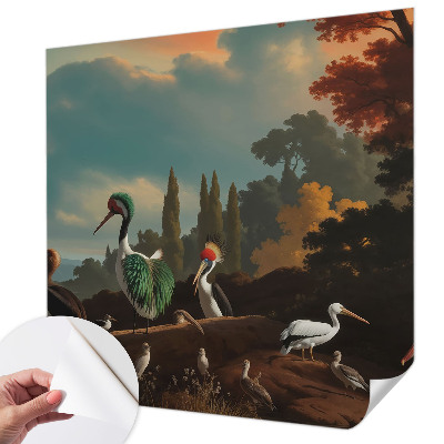 Peel and stick wall mural Picturesque birds