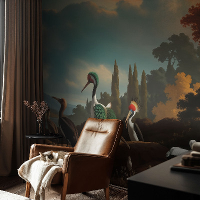 Peel and stick wall mural with a picturesque birds design