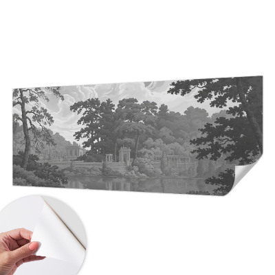 Self-adhesive wall mural featuring a natural landscape