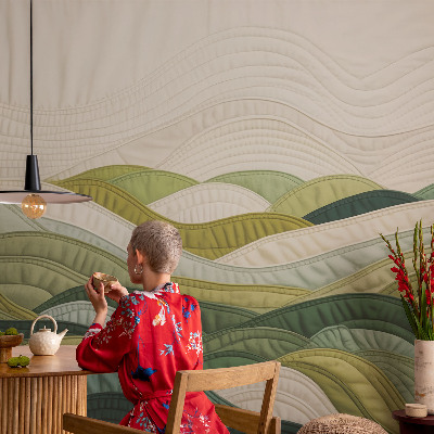 Stick-on wall mural with the Fabric Hills design