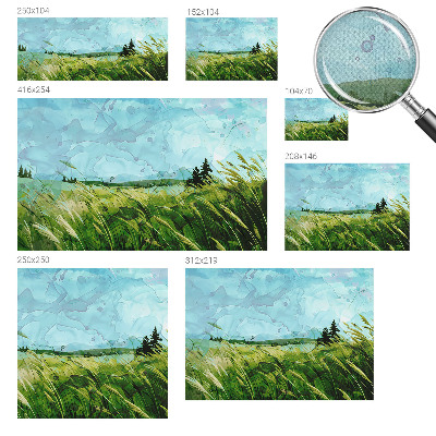 Removable wall mural wallpaper featuring green landscape scenes