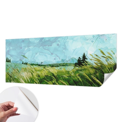 Removable wall mural wallpaper featuring green landscape scenes