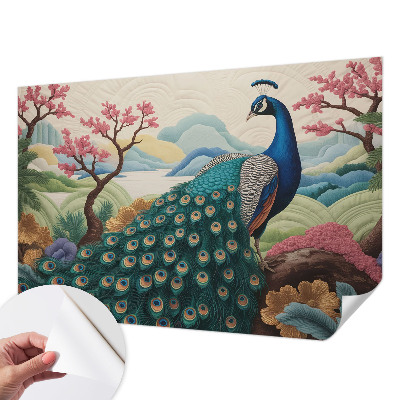 Peel and stick wall mural for living room with an exotic botanical design