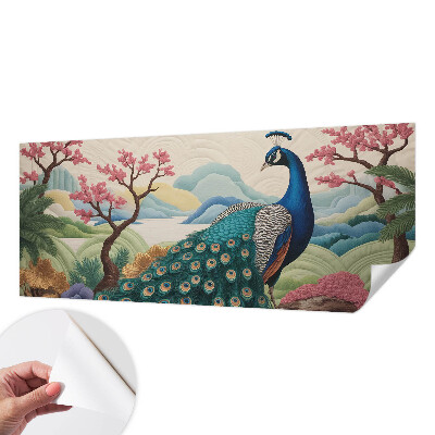 Peel and stick wall mural for living room with an exotic botanical design